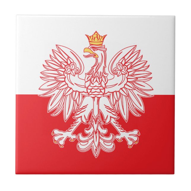 Polish Eagle Outlined In Red Tile (Front)