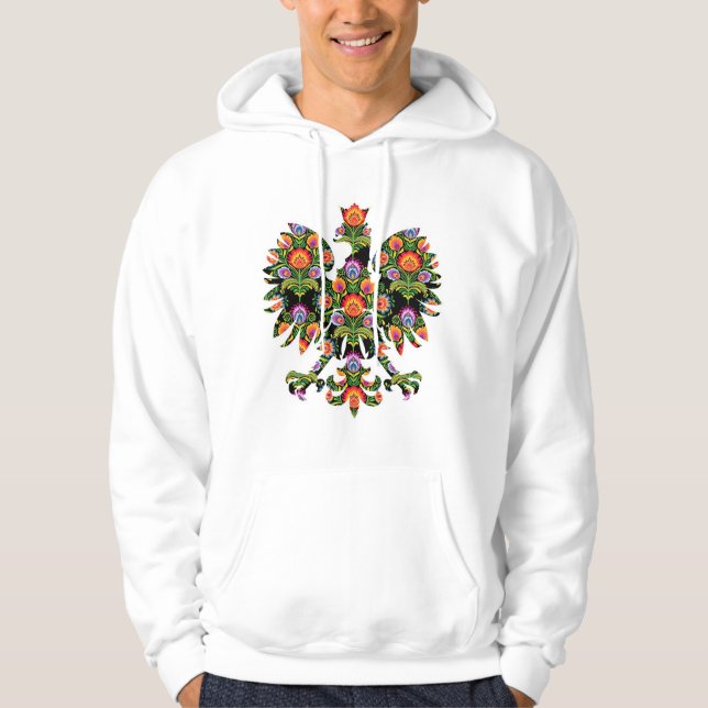 Polish Eagle Poland Wycinanki Emblem, Polish Folk Hoodie (Front)