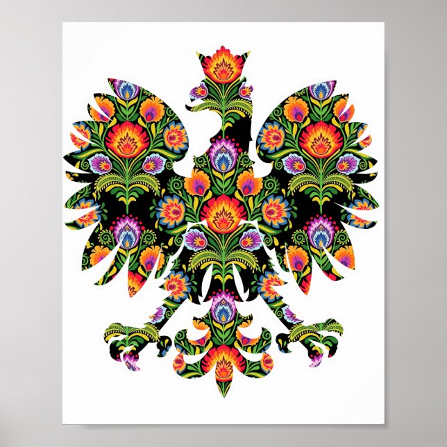 Polish Eagle Poland Wycinanki Emblem, Polish Folk Poster (Front)
