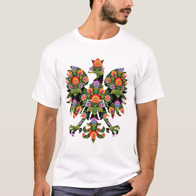 Polish Eagle Poland Wycinanki Emblem, Polish Folk T-Shirt (Front)