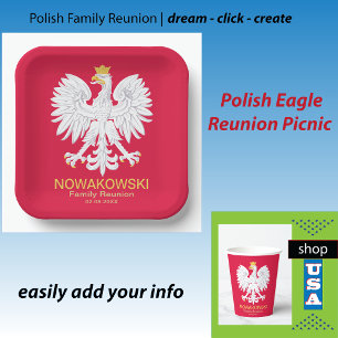Polish Eagle 🦅 Polski Poland Crest Reunion Paper Plate