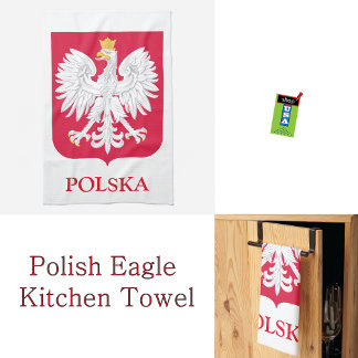 Polish Eagle 🦅 Polski Poland Red Crest Tea Towel