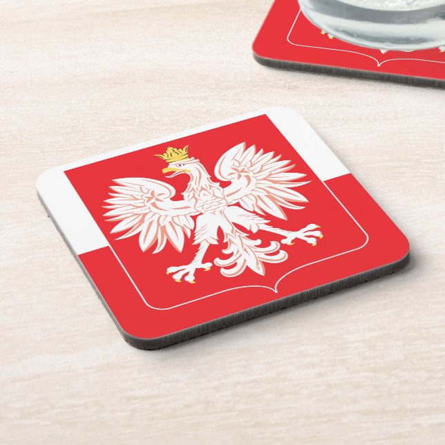 Polish Eagle Red Shield Coaster (Left Side)