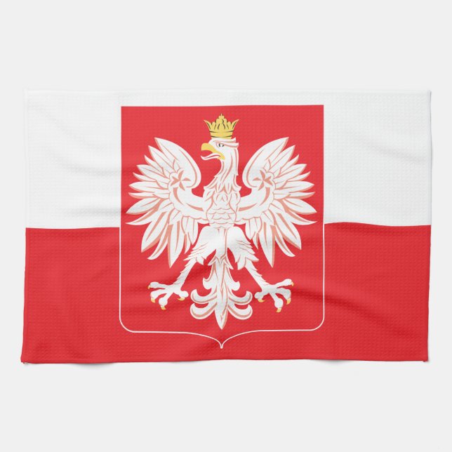 Polish Eagle Red Shield Tea Towel (Horizontal)
