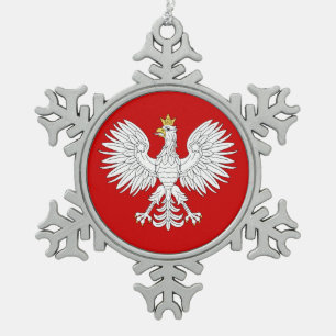 Polish Eagle Snowflake Pewter Christmas Ornament