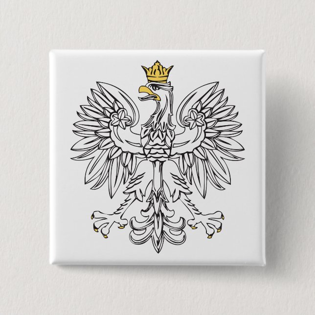 Polish Eagle With Gold Crown 15 Cm Square Badge (Front)