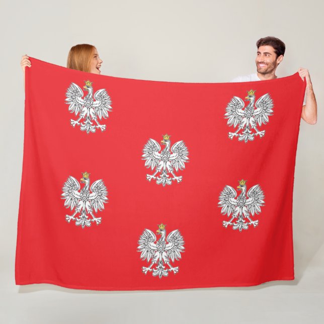 Polish Eagle With Gold Crown Fleece Blanket (In Situ)