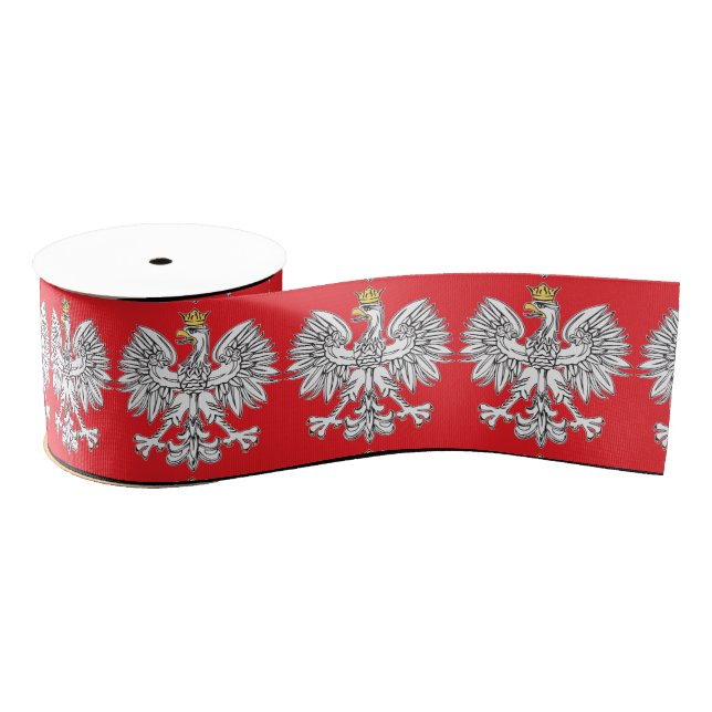 Polish Eagle With Gold Crown Ribbon Grosgrain Ribbon (Spool)