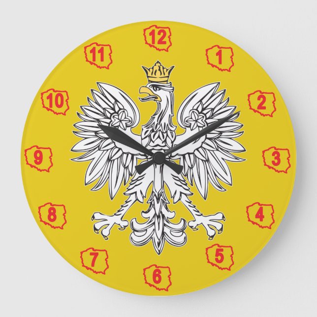 Polish Eagle With Gold Crown Wall Clock (Front)