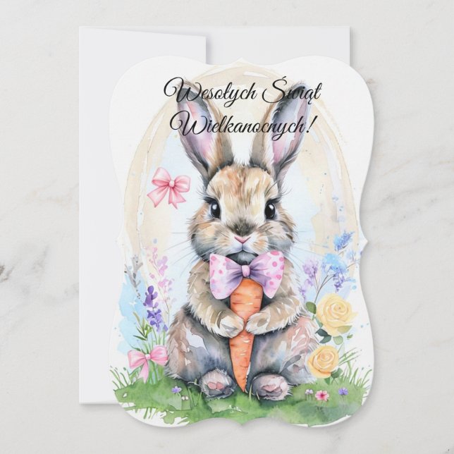 Polish Easter Bunny Rabbit Wesolych Swiat Invitation (Front)