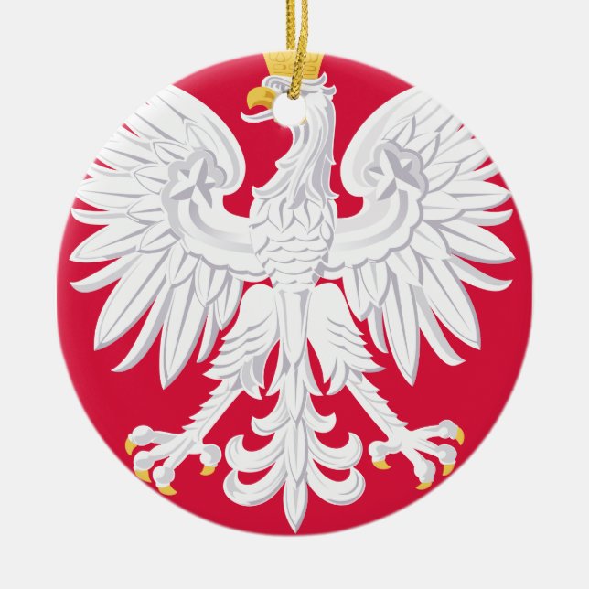 Polish Emblem - Poland Shield - Polska Herb Polski Ceramic Tree Decoration (Front)