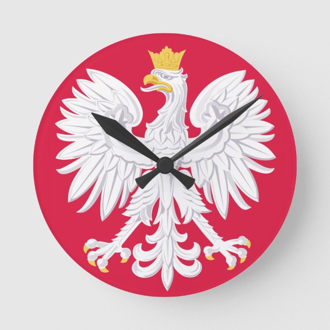 Polish Emblem - Poland Shield - Polska Herb Polski Round Clock (Front)