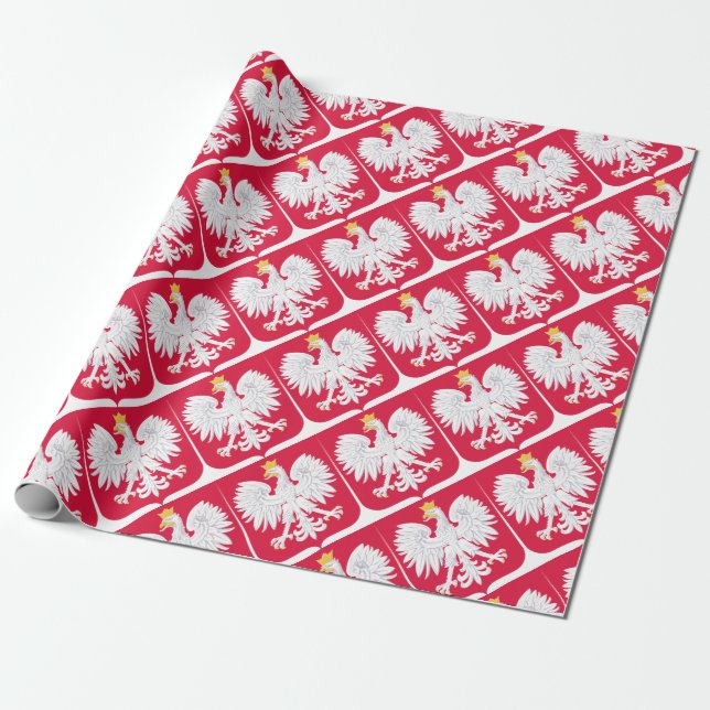 Polish Emblem - Poland Shield - Polska Herb Polski Wrapping Paper (Unrolled)