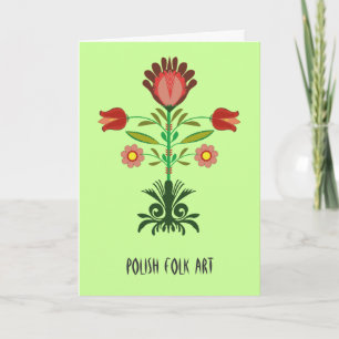 Polish Embroidery Flowers Pattern, Greeting Card