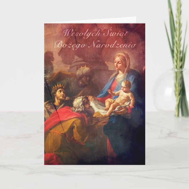 Polish/English Christmas Card - Adoration (Large) (Front)