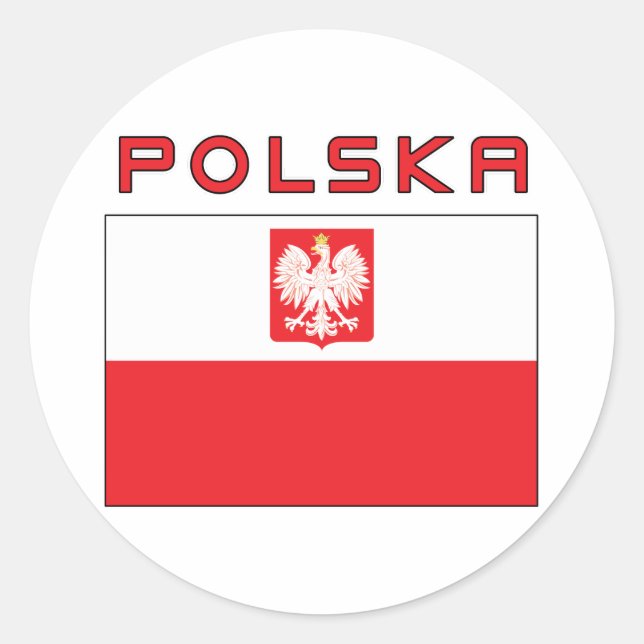 Polish Falcon Flag With Polska Classic Round Sticker (Front)