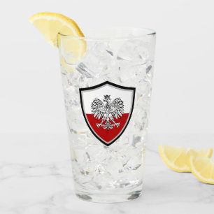 Polish flag-coat arms glass