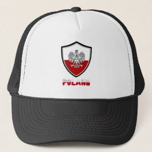 Polish flag-coat arms trucker hat