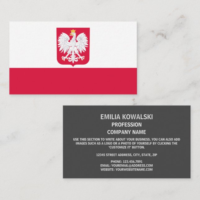 Polish Flag & Coat of Arms, Flag of Poland Business Card (Front/Back)