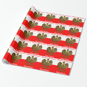 Polish Flag colours with Eagle Birthday Wrapping Paper
