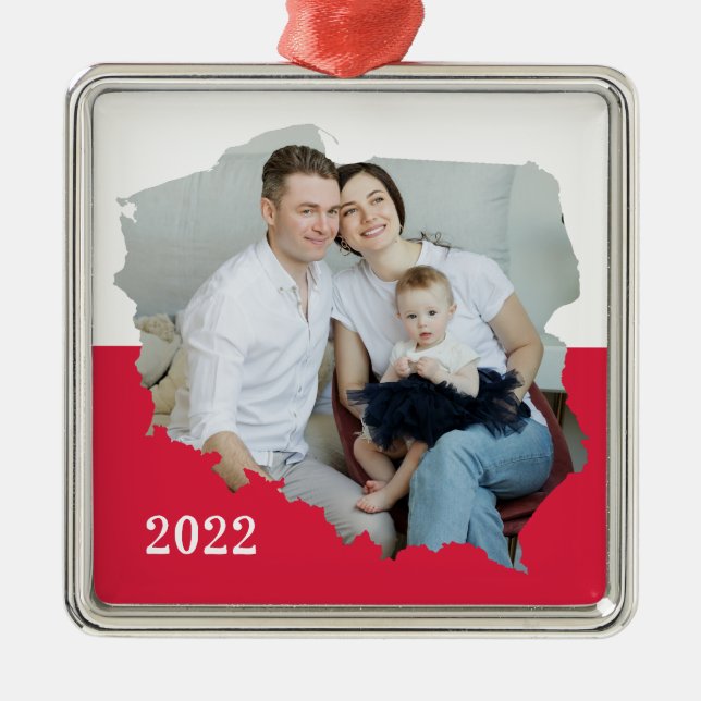 Polish Flag Cut Out Photo  Metal Tree Decoration (Front)