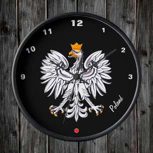 Polish Flag & Eagle, Poland fashion /sports fans Round Clock