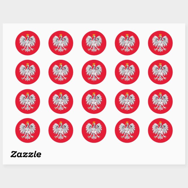 Polish flag & Eagle, Poland fashion sticker/sports Classic Round Sticker (Sheet)