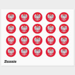 Polish flag & Eagle, Poland fashion sticker/sports Classic Round Sticker<br><div class="desc">STICKERS (Round): Poland & Eagle,  Polish Flag - love my country,  travel,  holiday,  letter seals,  national patriots / sports fans</div>