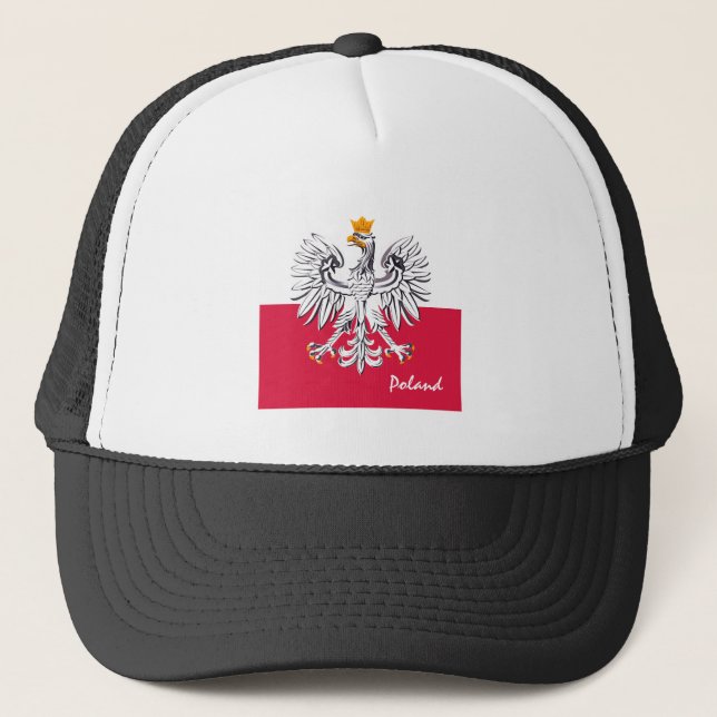 Polish flag & Eagle, Poland holiday /sports fans Trucker Hat (Front)
