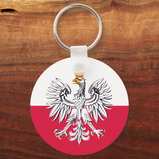 Polish flag & Eagle, Poland holiday, travel/sports Key Ring (Front)