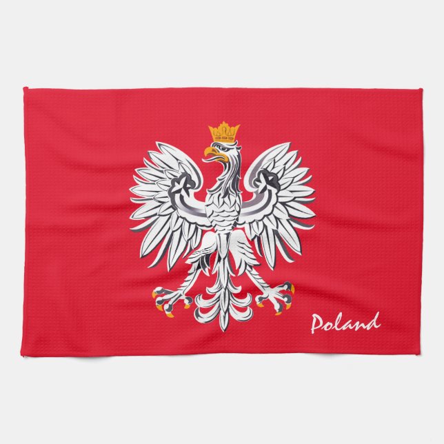 Polish flag & Eagle, Poland home fashion /sports Tea Towel (Horizontal)