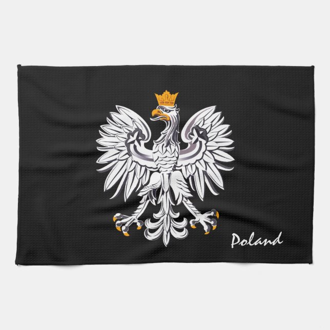 Polish flag & Eagle, Poland home fashion /sports Tea Towel (Horizontal)