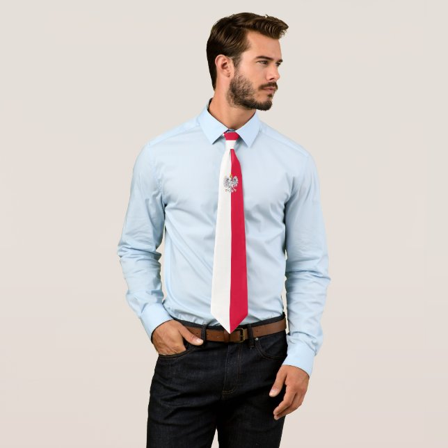 Polish Flag & Eagle Poland travel, business /sport Tie (In Situ)