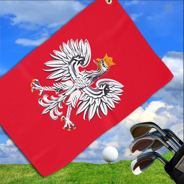 Polish Flag & Eagle, Poland travel, holiday /sport Golf Towel (Creator Uploaded)