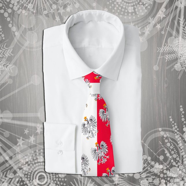 Polish Flag & Eagle Poland travel, holiday /sports Tie (Creator Uploaded)