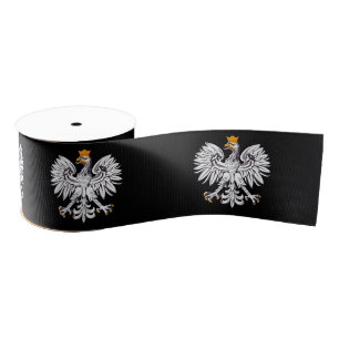Polish Flag & Eagle symbol, Poland black /patriots Grosgrain Ribbon