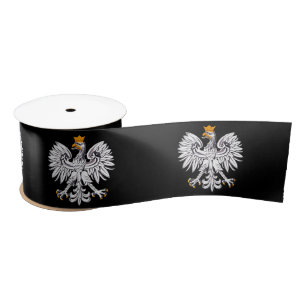 Polish Flag & Eagle symbol, Poland black /patriots Satin Ribbon