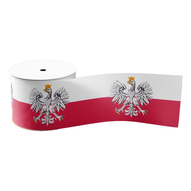 Polish Flag & Eagle symbol, Poland holiday /sports Grosgrain Ribbon (Spool)