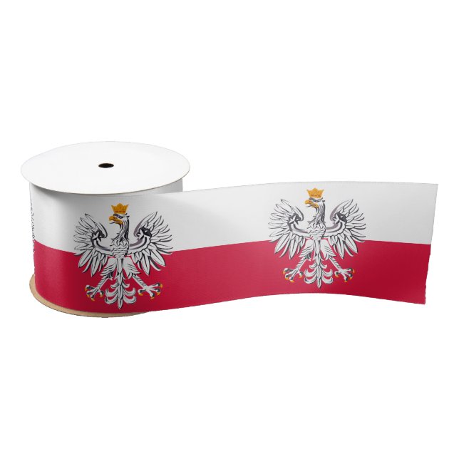 Polish Flag & Eagle symbol, Poland holiday /sports Satin Ribbon (Spool)