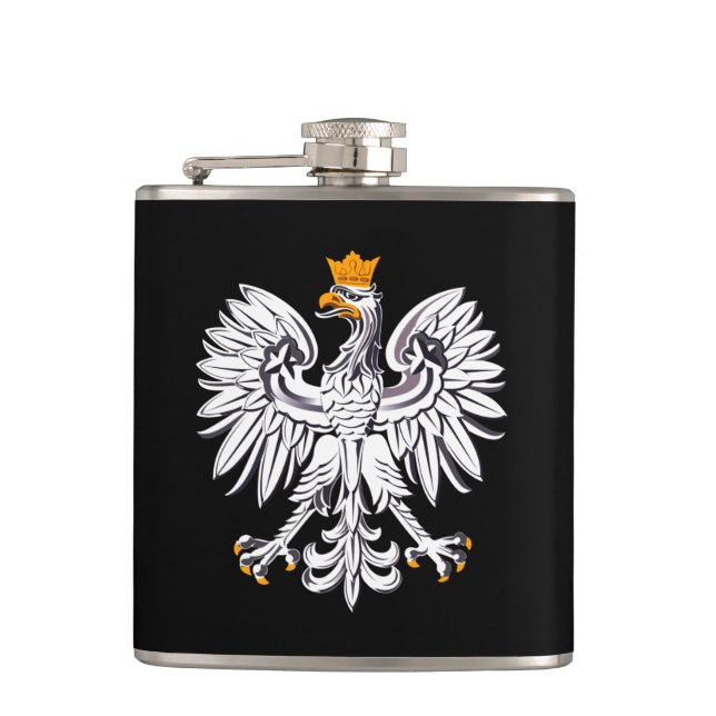 Polish Flag & Eagle, travel Poland /sports fans Hip Flask (Front)