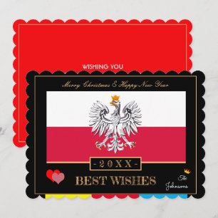 Polish Flag & Happy New Year/Best Wishes Poland Holiday Card