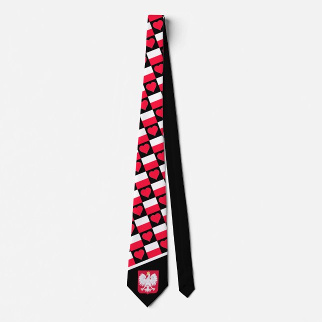 Polish Flag Heart Coat of Arms Fun Poland Pride Tie (Front)
