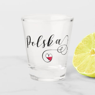 Polish Flag Heart, Polska, Poland Shot Glass