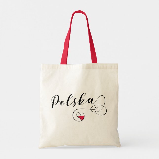 Polish Flag in Heart, Poland Polska  Tote Bag (Back)