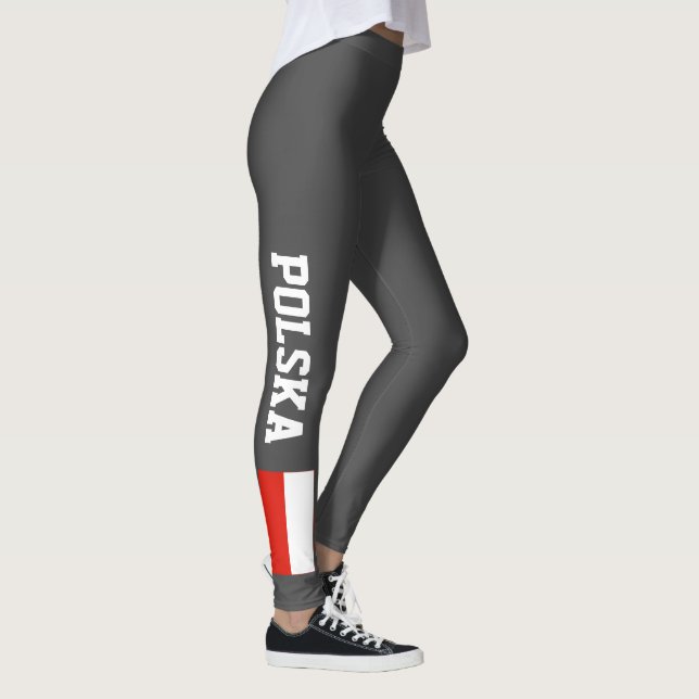 Polish flag leggings for sport fitness yoga (Right)