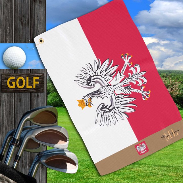 Polish flag & Poland, monogrammed Golf Polska Golf Towel (Creator Uploaded)