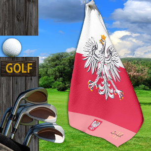 Polish flag & Poland, monogrammed /lady Golf towel