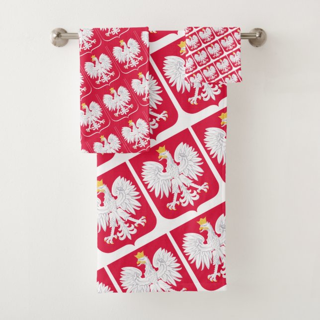 Polish Flag & Poland towel, travel /sport fans Bath Towel Set (Insitu)