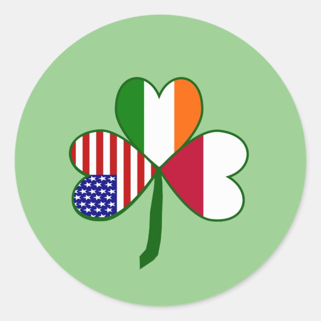 Polish Flag Shamrock Classic Round Sticker (Front)