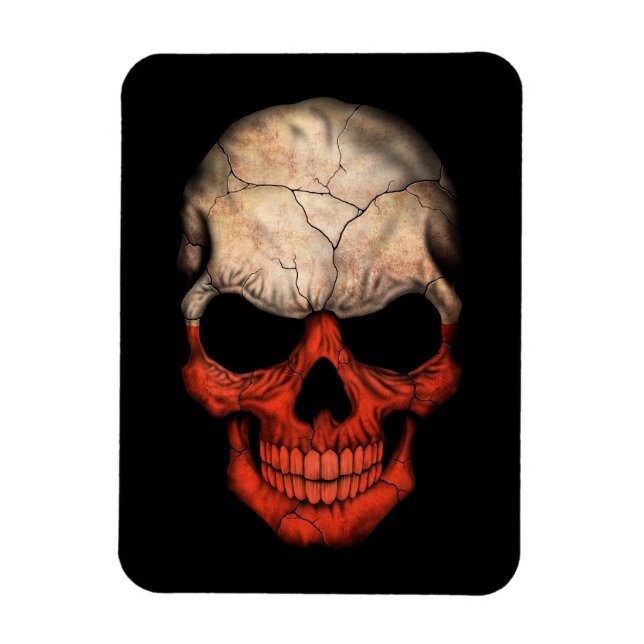 Polish Flag Skull on Black Magnet (Vertical)